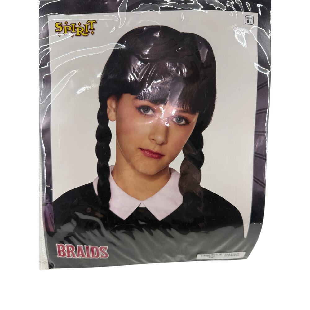 Jet Black Braid with Bangs Wednesday Addams Wig Childs